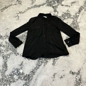 Alex Jordan Shirt Womens Size Medium Black Button Up Basic Minimalist‎